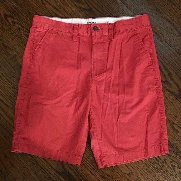 SONOMA Mens Muted Red Flat Front Chino Shorts Sz 34 - Picture 9 of 9
